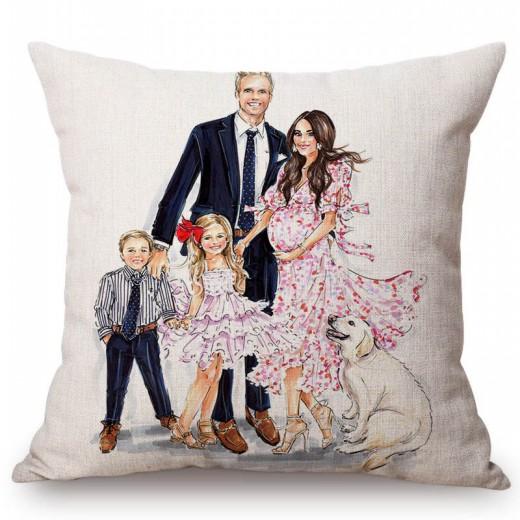 Baby Mother Parenting Art Cozy Family Hand Drawing Sketch Home Decoration Cotton Linen Sofa Throw Pillow Case Car Cushion Cover