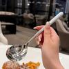 2 Stainless Steel Hammer Pattern Long Handle Spoons Coffee Dessert Tablespoon Home Round Head Eating Spoon Soup Spoon