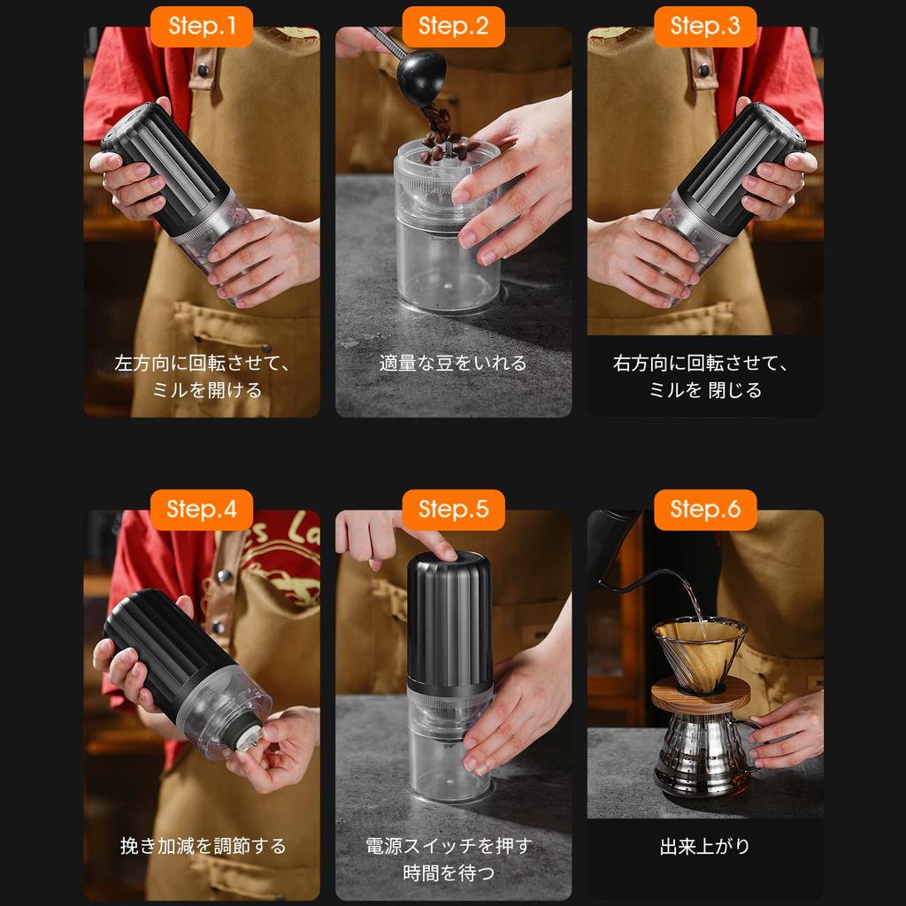 Molinillo de Café Eléctrico Inalámbrico, Estilo Mortero, Recargable por USB, Molinillo de Café Automático, Tipo Cónico, Portátil, Núcleo de Molienda Cerámico, Ajustable