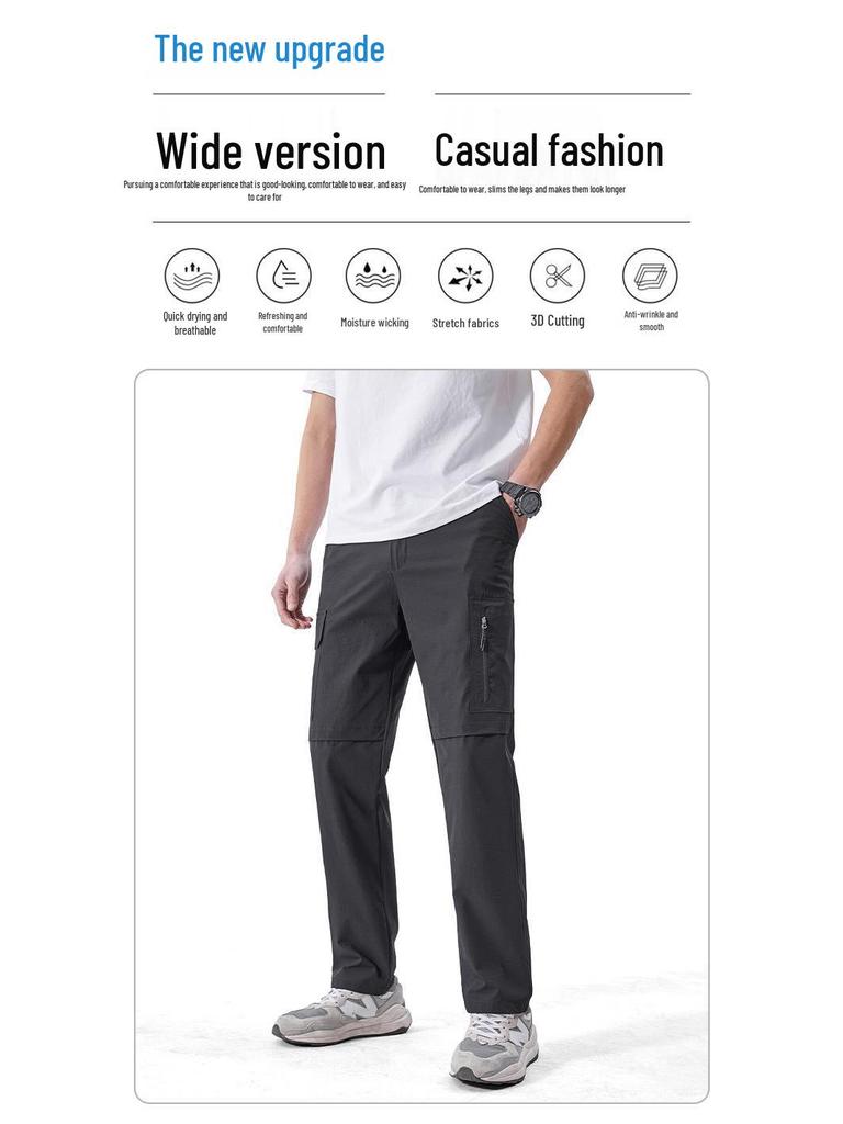 Men's Quick-Dry Elastic Tactical Pants - Multi-Pocket Ice Silk Mountaineering & Workwear