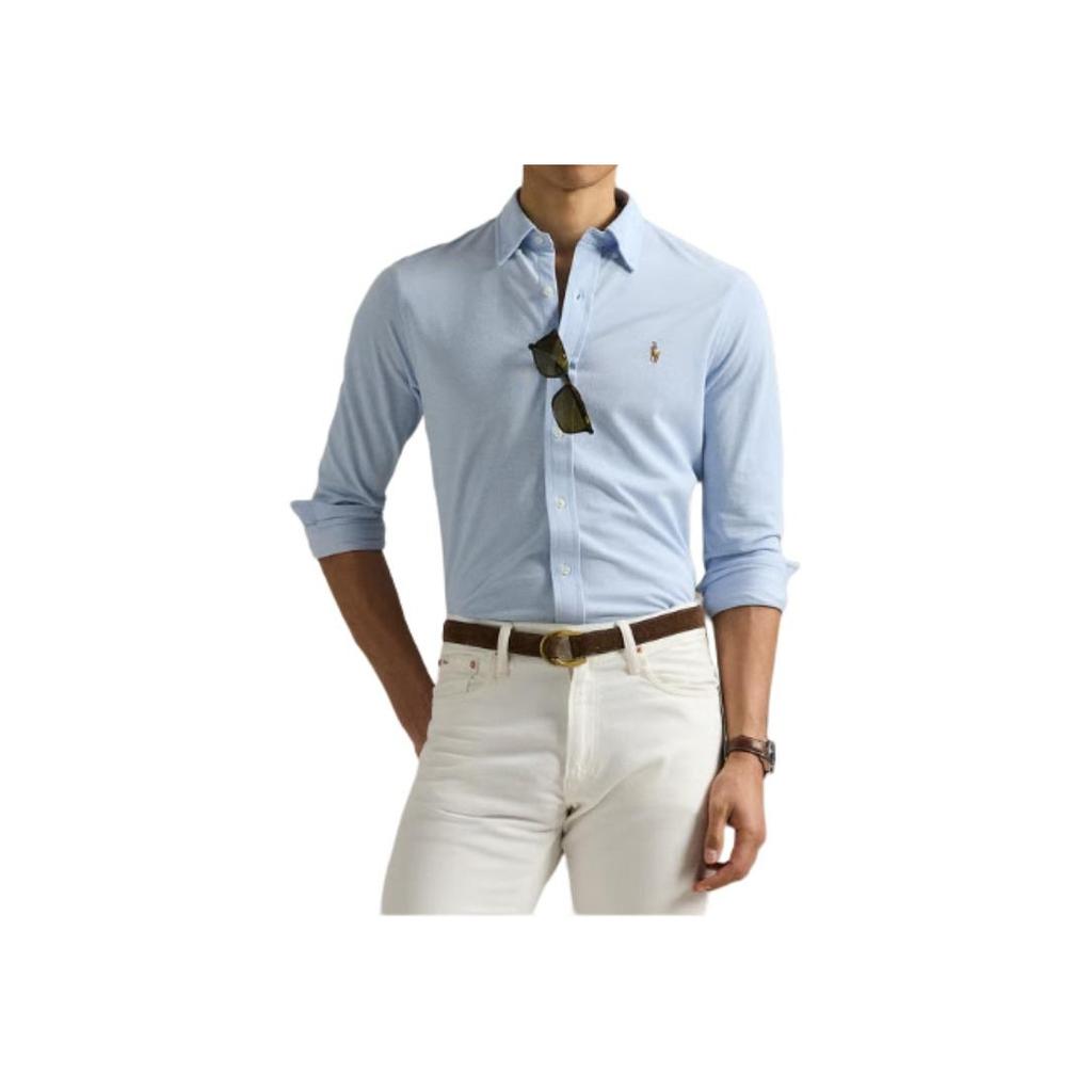 Polo Ralph Lauren Solid Long Sleeve Logo Shirt Men Shirts Blue 710932545-013