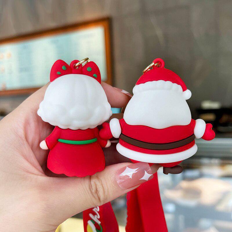 1 Pcs Santa Keychain Cartoon Claus Key Fob Cute Xmas Tree Keyring for Christmas Decoration Phone Backpack Purse Gift.