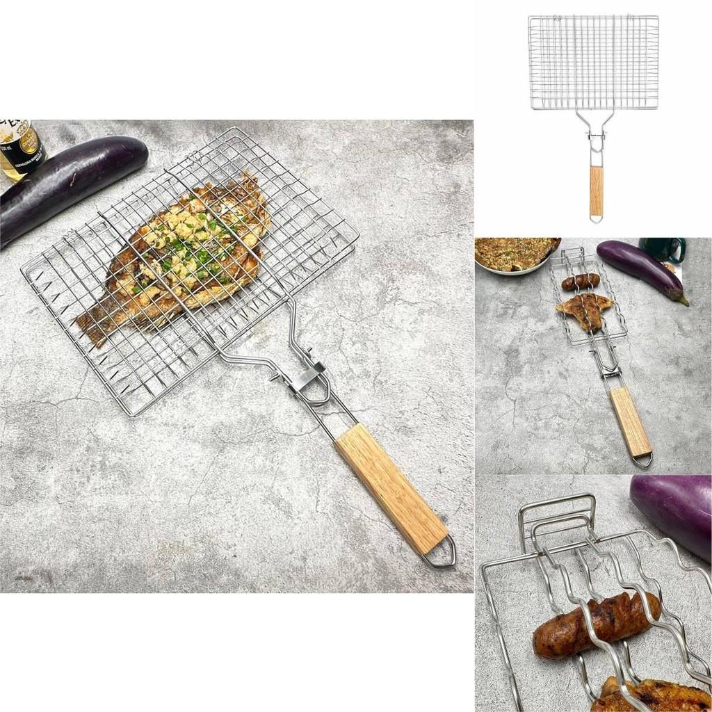Stainless Steel Bbq Grill Tongs With Foldable Handle For Outdoor Cooking And Grilling