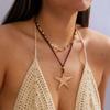 Bohemia Metal Starfish Pendant Collarbone Necklace For Women Colorful Rice Beads Rope Chain Choker Beach Party Jewelry Gifts