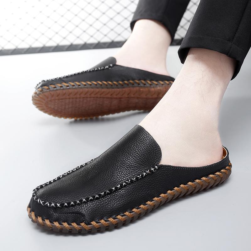 Fashion Summer Slippers Men Luxury Half Loafers Breathable Slip-on Half Slippers Man Outdoor Mules Lightweight Slip-on Comfy Casual Shoe