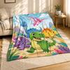 Five Cartoon Dinosaurs Coral Fleece Blanket Kids Adventure Decor