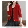 Spring and Autumn Women's Solid Color Knitted Cardigan Retro Sweater for Women Fashionable