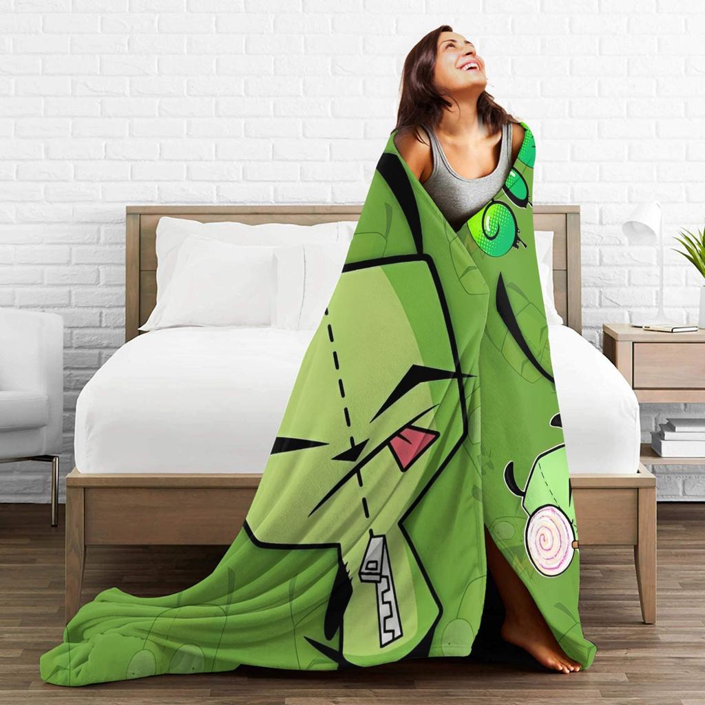 Invaders Zims Gestrickte Decke Cartoon Plüsch Überwurfdecke Sommer Klimaanlage Personalisierbar Weich Warm Bettwäsche,