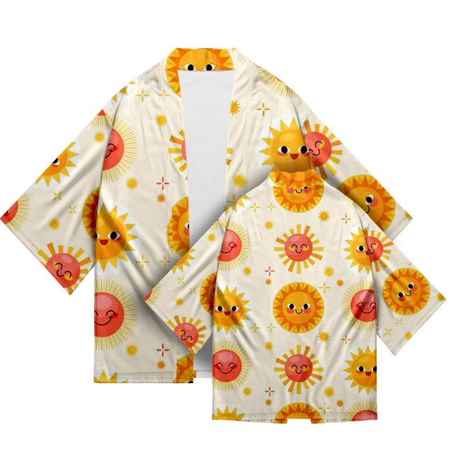 Women's Sun Pattern Series Shirt Performance Clothing Literature Japanese Uniform Dojo Hinoki Kimono Digital Printing