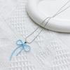 Bow Necklace for Women Beaded Bowknot Pendant Necklaces Bead Chain Pendant Neckwear Fashion Gifts for Women