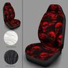 Red Gothic Flame Skull Pattern Auto Seat Cover, Thin Breathable Universal Car Front Seats Accessories Interior Decor 2 Pcs