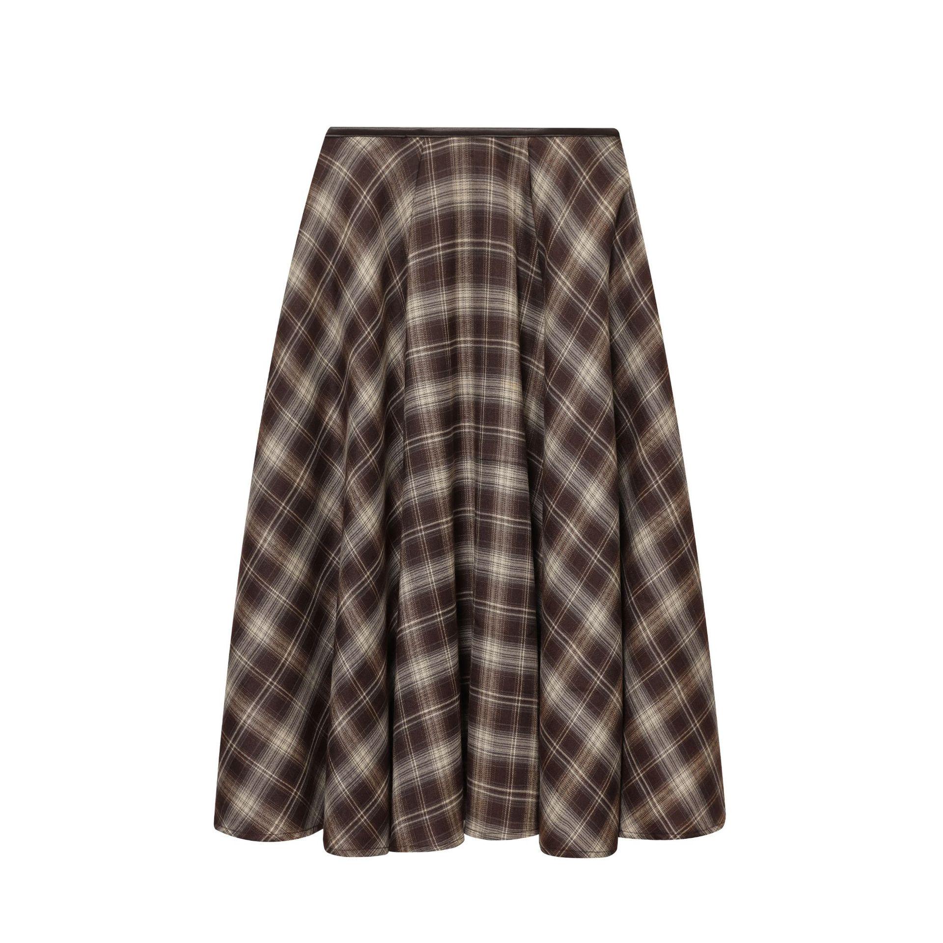 

Autumn Retro Merlot Plaid A-Line Skirt for Women Large