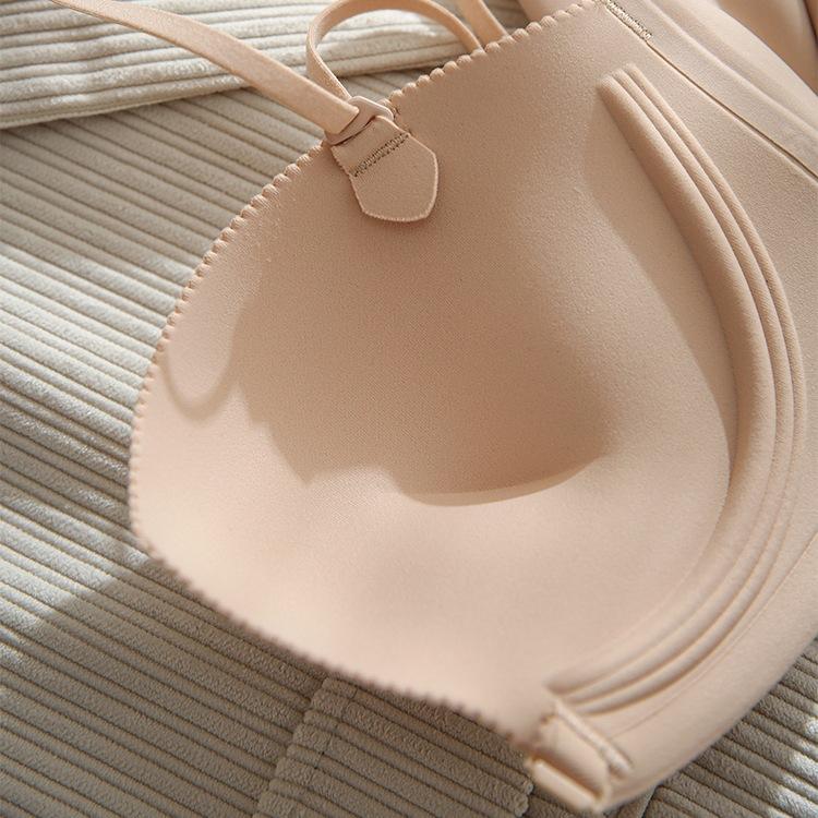 Light Kapok Small Breasts Gather Underwear Women's Flat Chest Not Empty Cup No Trace No Steel Ring Thin Front Buckle Beautiful Back Bra