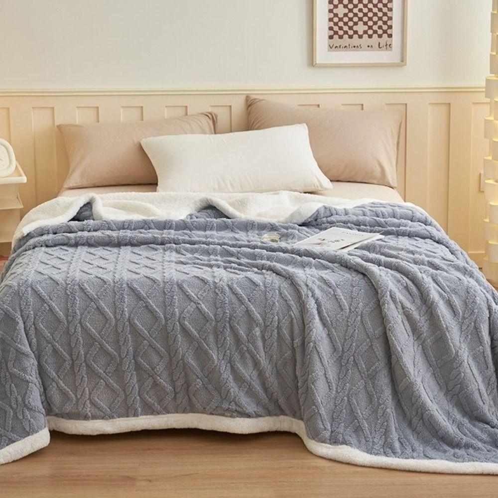 European Style 180*200cm Double Layer Fleece Blanket Thickened 3D Jacquard Plush Blanket Warm Soft Throw Blanket Bedrooms