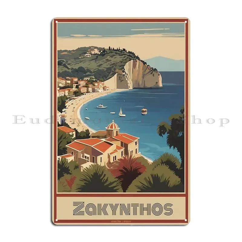 Vintage Zakynthos Greece Poster Design Metal Plaque Retro Cinema Customized Wall Decor Kitchen Tin Sign Poster