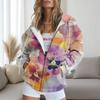 Womens Floral Print Hooded Zip-Up Sweatshirt Casual Oversized Long Sleeve Top Fall 2025