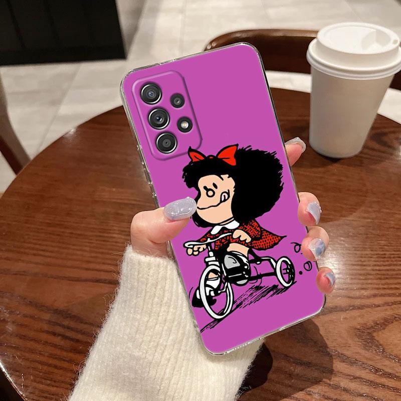 Clear Case For Samsung Galaxy A57 A37 A56 5G A36 Cases A55 A54 A35 A26 A07 A17 A16 A06 A34 A15 Soft Cover Mafalda Cartoon Girl