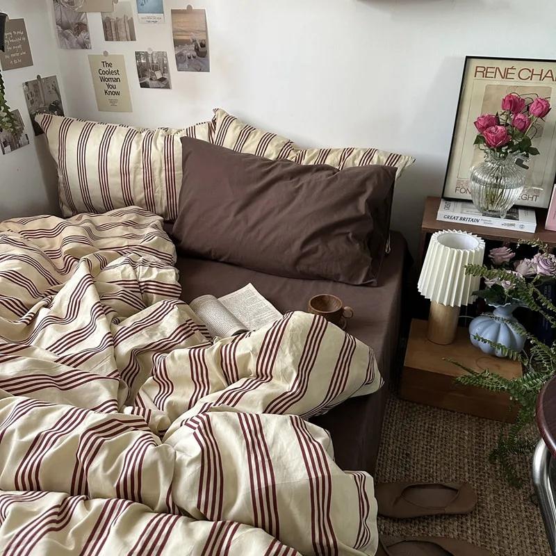 Bettwäsche Bettbezug Streifen Jungen Mädchen Einzelgröße Queen-Size Bettbezug Kissenbezug Bettwäsche Erwachsene Mode Heimtextil Nordisch Sling