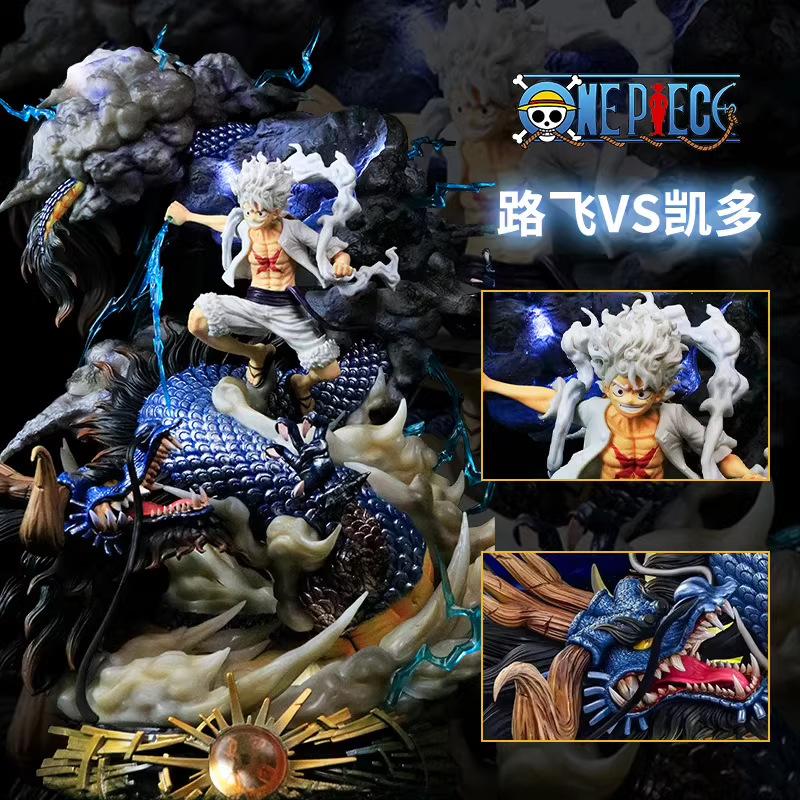 Hot Sell 23cm New Pirate King Handmade Nica Lufei Vs Longkaiduo Statue Anime Model Tide Play Ornament Handmade Holiday Beautiful Gift