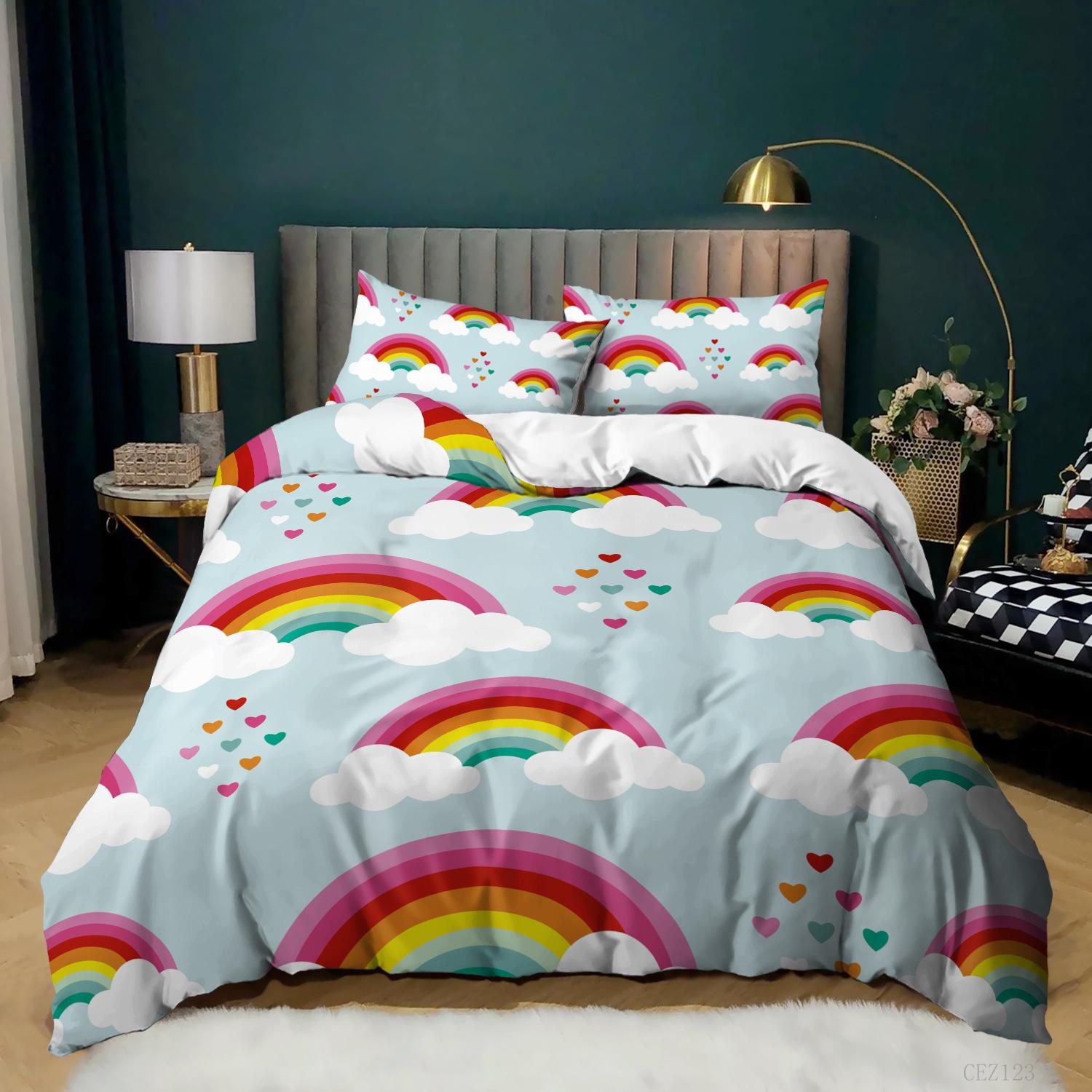 

Kit Wish Cartoon Rainbow Children S Quilt Set Three-Piece Simple 135 * 200 (two-piece set) 90g