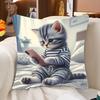 Französischer Stil Katzenmuster Fleece-Kissenbezug 100% Polyester Reißverschluss Maschinenwaschbar Für Wohnzimmer Schlafzimmer Dekoration