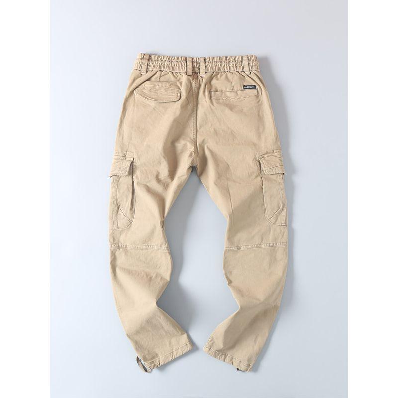 American Style Casual Spring & Fall Large Pocket Fashion All-Match Cargo Pants Men Retro Trendy Washed Pure Cotton Straight-Leg Trousers