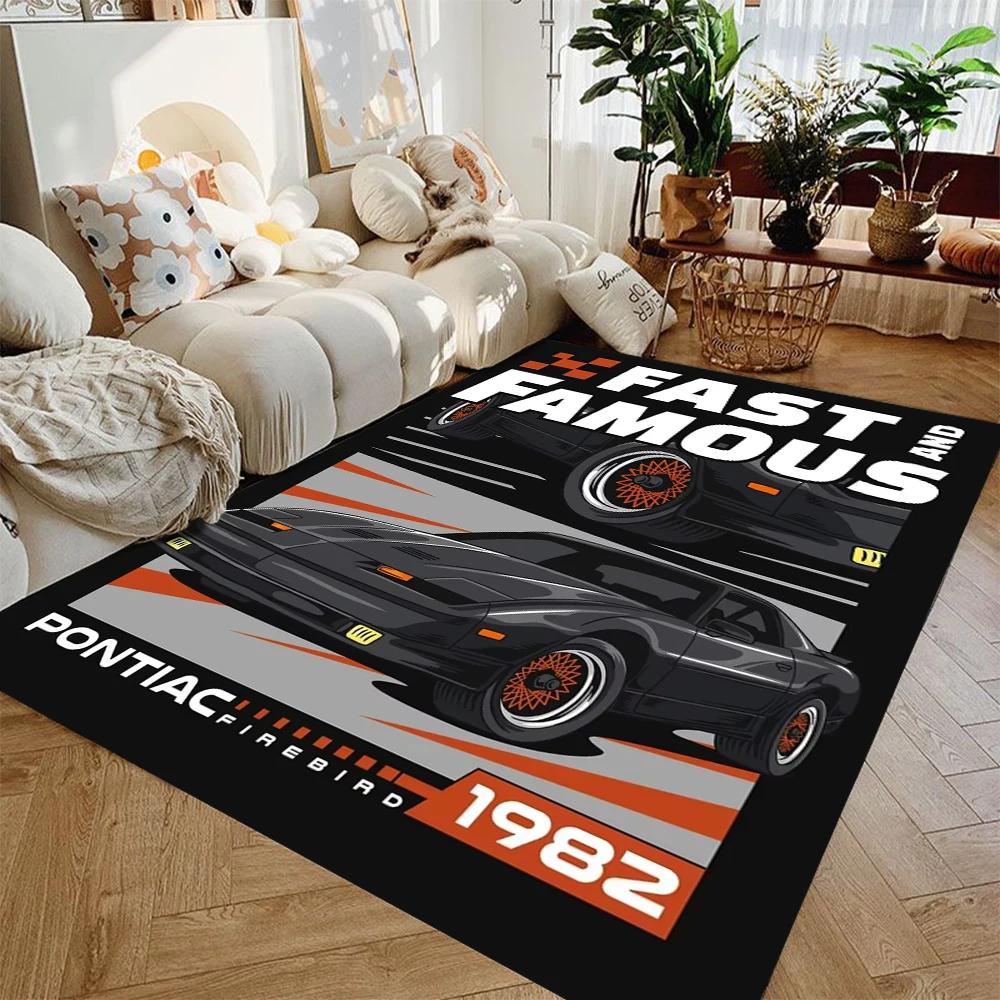 Tappeto da Pavimento con Stampa Auto da Corsa Dinamica Antiscivolo Tappeto per Soggiorno Tappetino per Camera da Letto dei Ragazzi Lavabile Decorazione Zona Divano per Appassionati di Auto