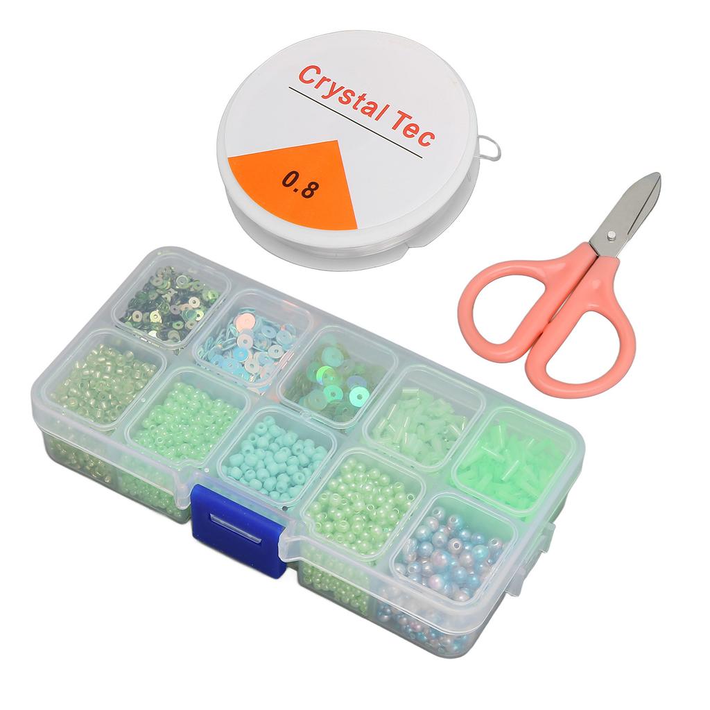 Jewelry Making Beads Set Different Shapes Colors Elastic Thread Scissors DIY Bracelet Necklace Accessories
