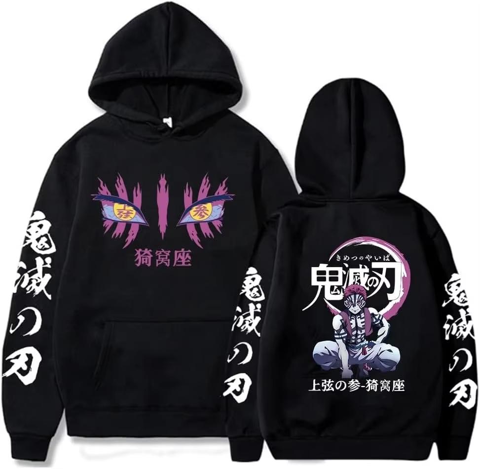 2026 Anime Demon Slayer Akaza Printed Hoodie Sweatshirt Graphic Fashion Print Long Sleeve Unisex Casual Print sweatshirt Oversized