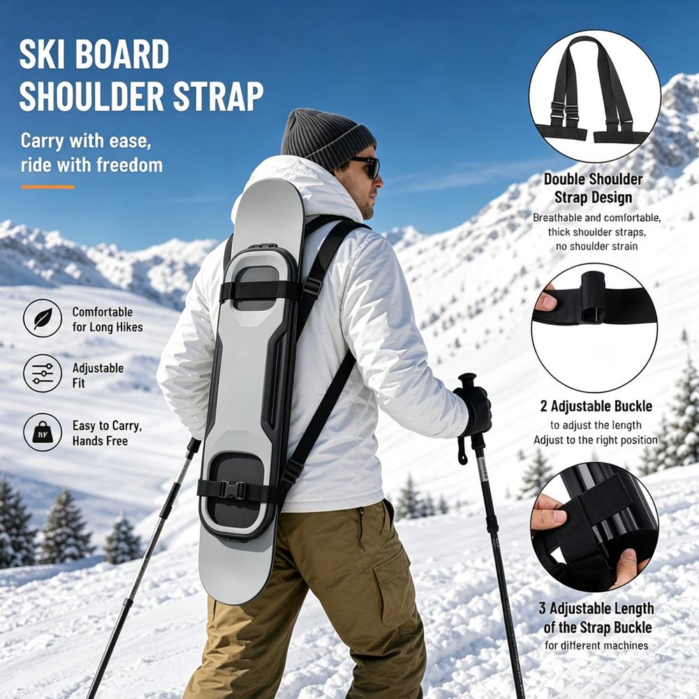 Outdoor Snowboard Shoulder Strap Hand-Held Double Board Fixed Strap Sled Skiing Shoulder Strap Strap Adjustable And Portable