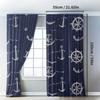 Navy Blue Nautical Curtains Drapes Coastal Marine Decor Anchor Ship Wheel Pattern Window Coverings Grommet Curtains for Beach