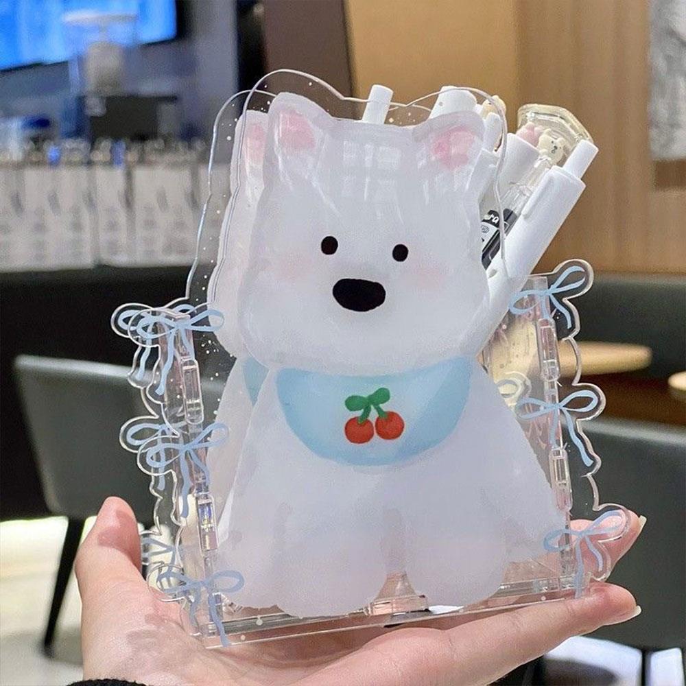 Korean Style Acrylic Pen Holder Cute Fish Cake Desktop Organizers Box Cosmetic Brush Organizer Stationery Pen Storage Boxs