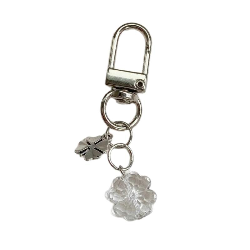 Charm pentru telefon trifoi cu patru foi făcut manual, lanț de telefon elegant, accesoriu mobil, breloc portabil pentru femei la modă