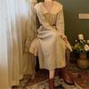 Retro gentle knitted dress for women's autumn and winter new loose and lazy style medium and long inner sweater skirt
