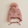 Winter Baby Girls Hat Double-Layer Cute Bows Knitted Hats Ear Protection Warm Beanie Big Pompom Kids Accessories 2-6 Years Old