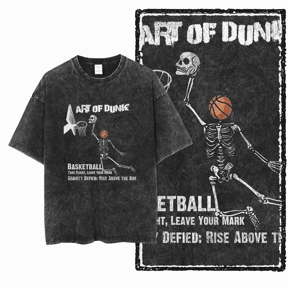 YH BASKETBALL THEME Printed Cotton Acid Washed Exclusive Graphic Unisex T Shirt Cool Streetwear Men Tshirts Big Size Tee for men