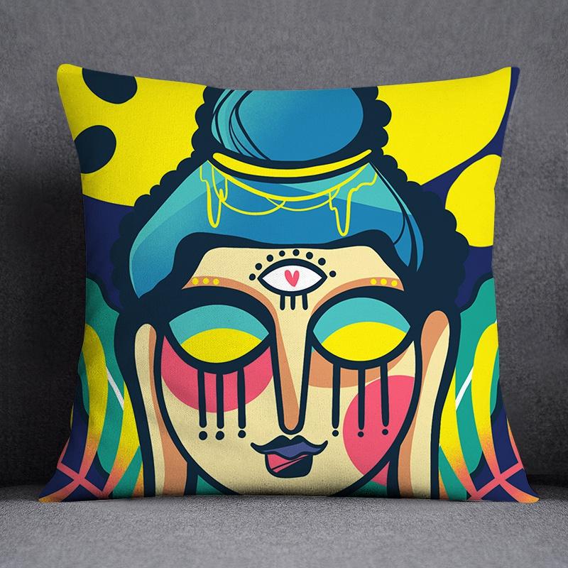 Painted Characters Collection Home Decor Pillowcases Square   Office Furnishings