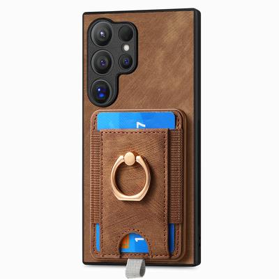 For Samsung Galaxy S25 Ultra Magnetic Case PU Leather Back Cover with Detachable Card Holder