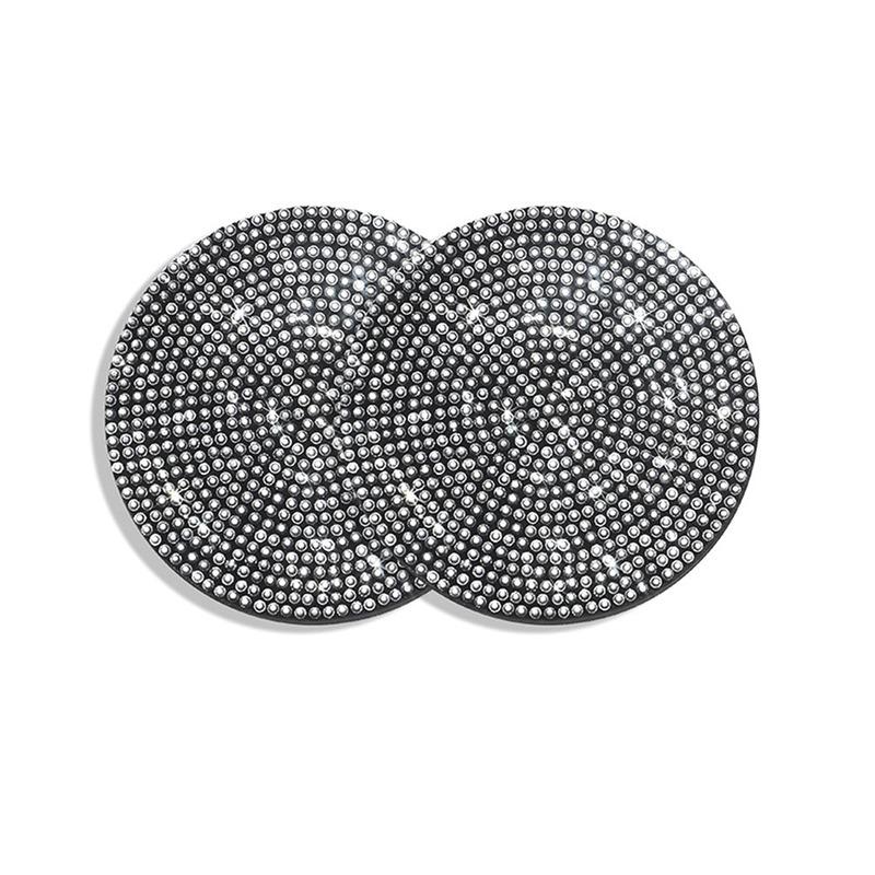 2Pcs Diamond Car Coaster Water Cup Slot Non-Slip Mat Silica Gel Pad Cup Holder Mat Car Gadget Bling Car Accessories for Woman