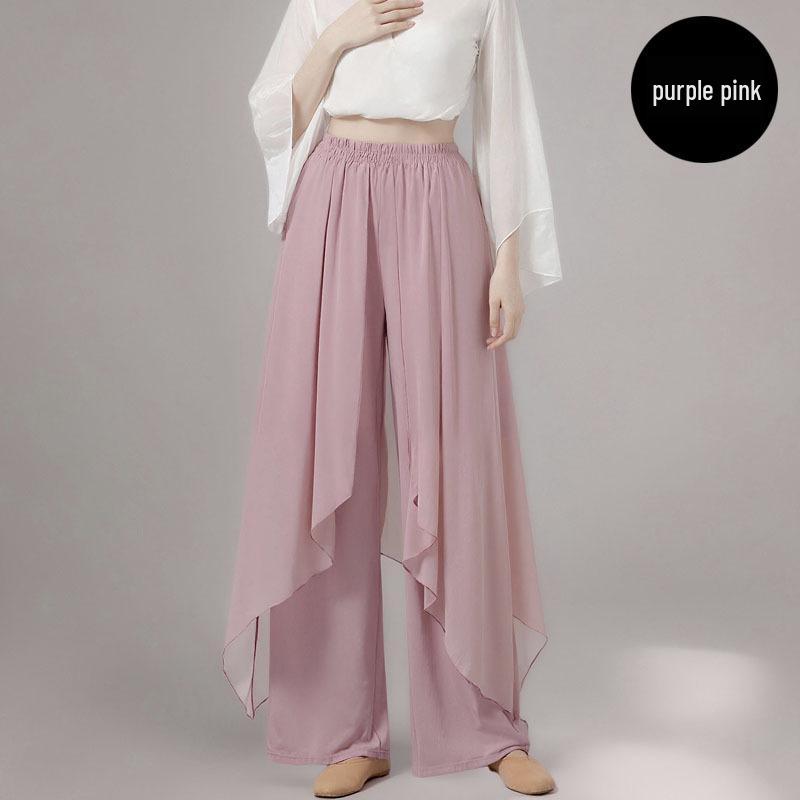Women's Classical Chinese Dance Bell Sleeve Top - Sheer, Long Sleeve, Body Shaping Dancewear for Adults