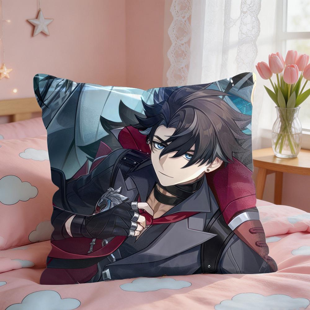 Genshin Impact Wriothesley Cute Cushion Cover Square Short Plush Pillow Case Living Room Sofa Home Decor Funda X
