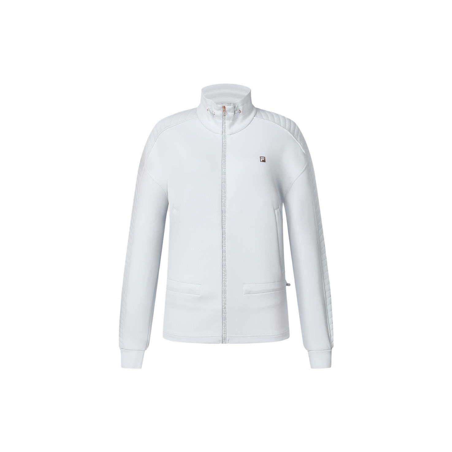 

FILA Solid Color Stand Collar Fitness Knit Jacket Women Jackets Bean-Gray-Blue A11W411508F-LB L