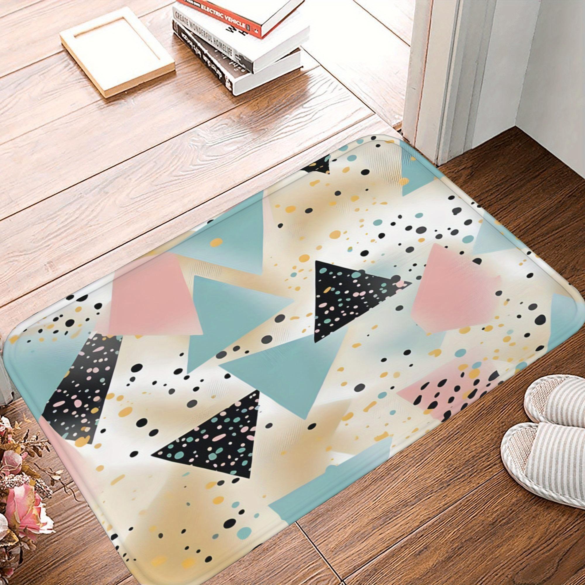 

1PC PastelGeometric Fusion Kitchen Rug Non-Slip Door Mat Pop design Bathroom Rug Bath Mat Carpet for Home Sink Laundry Decor 40cm x 60cm