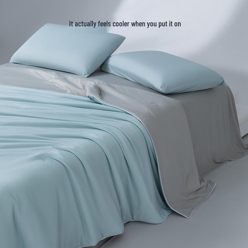 2025 A-Class Mica Cool Silk Summer Air Conditioning Quilt - Luxury Solid Color, Double Spliced, Washable
