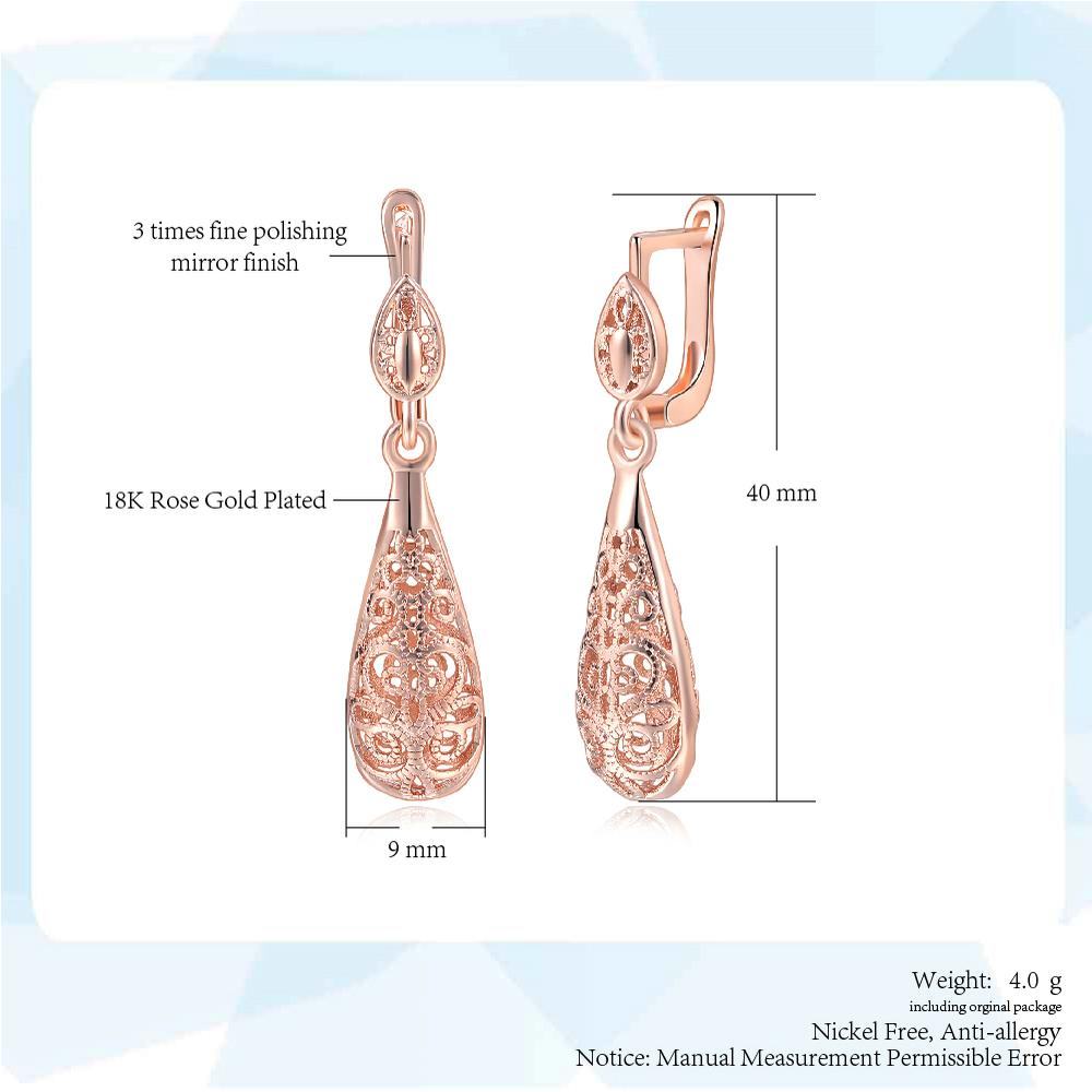 Ethnic Vintage Waterdrop Earrings Rose Gold Wedding Retro Jewelry For Women Brincos DWE787M