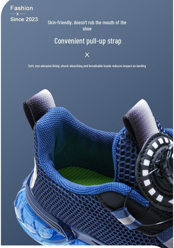 Boys' Lightweight Breathable Korean Style Rotating Button Sports Shoes for Spring