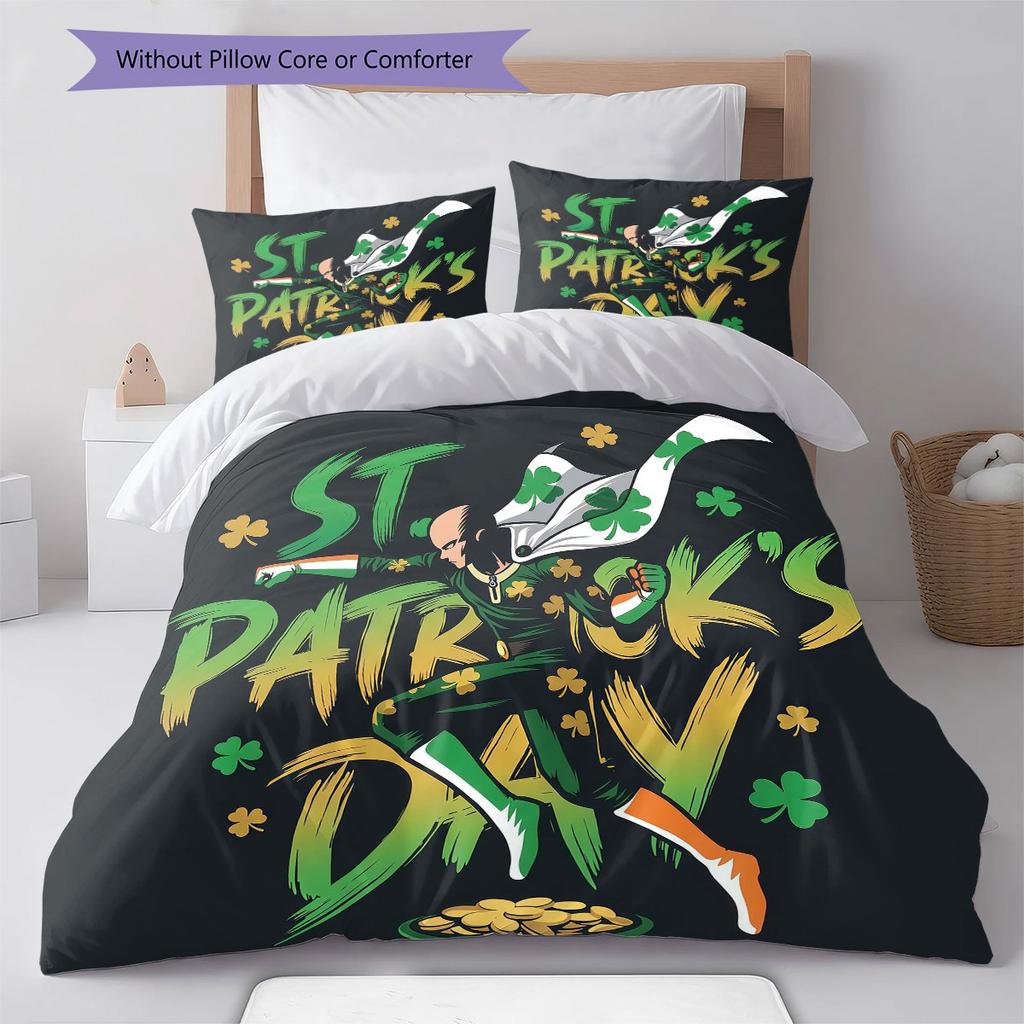 One-Punch Pattern Bedding Quilt Set Quilt Cover Pillowcase Home Decoration Birthday Gift (1 * Duvet Cover + 2 * Pillowcase, Without Core)