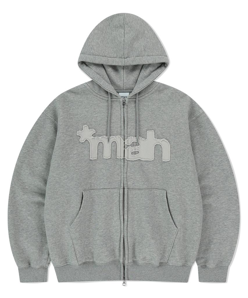 Mahagrid Mah Cut Off Applique Zip-Up Hoodie Gray(Mg2Fsmm492A)
