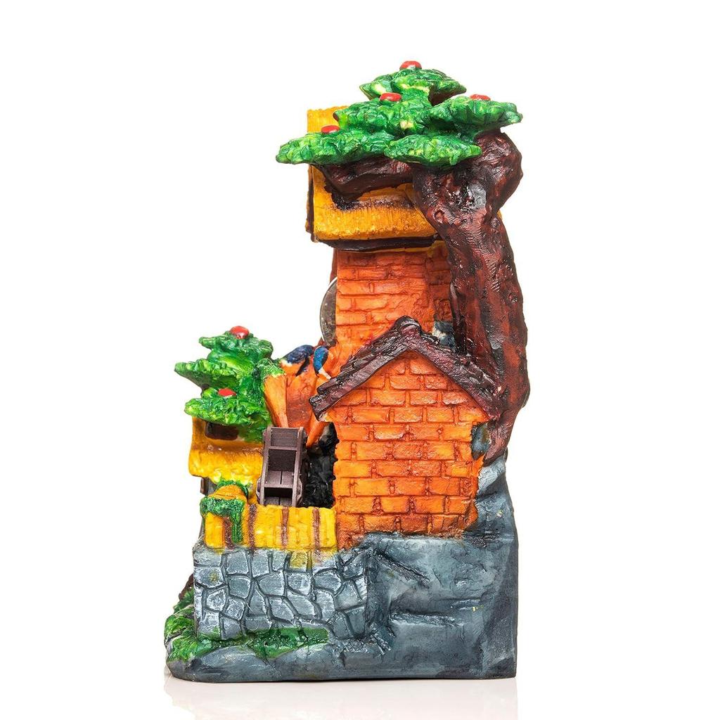 Polyresin Tischplatte Innen Außen Wasserfallbrunnen mit LED-Lichtern Heimdeko Dekoration Geschenk Geschenkartikel