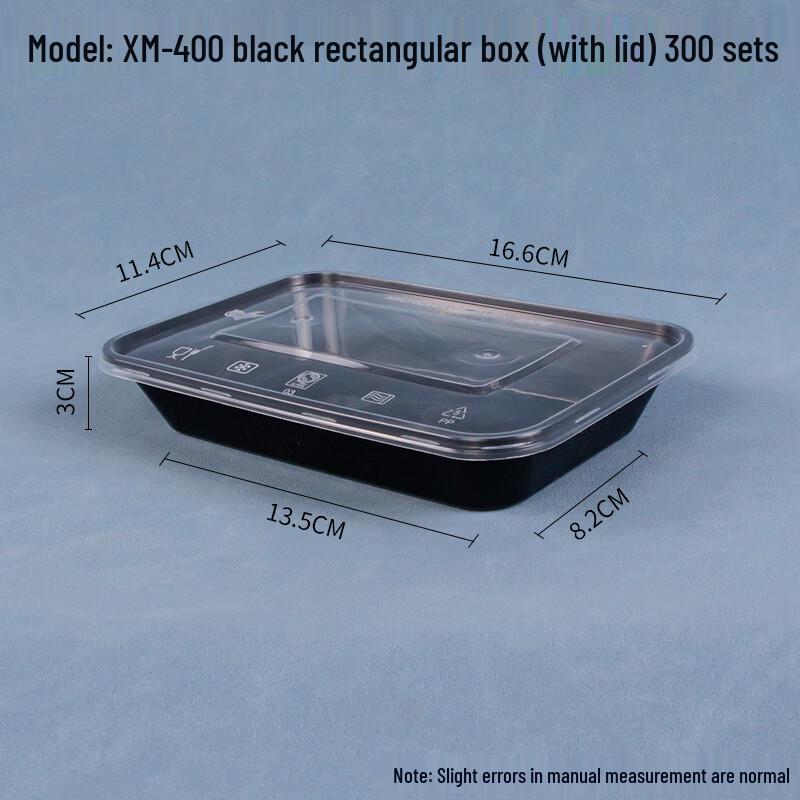 Rectangular Disposable Plastic Takeaway Food Containers with Lids (300 Count)